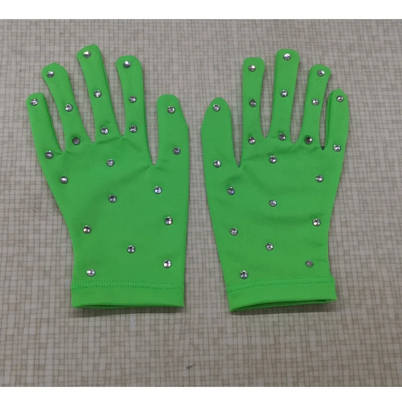figure skating performance gloves for kid's adult women's semi colon hot diamond high elasticity nylon opaque 22color long style