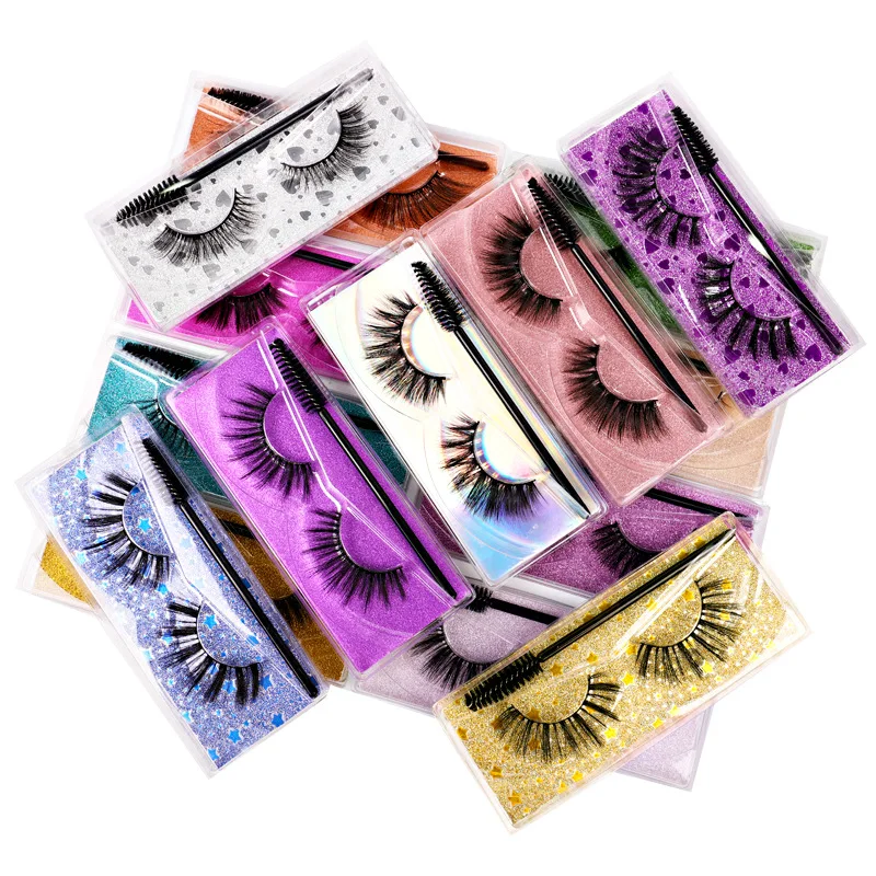 

1Pair Thick False Eyelashes with Brush Set 3D Natural Slender Eyelashes Reusable Fluffy Eye Lashes Makeup