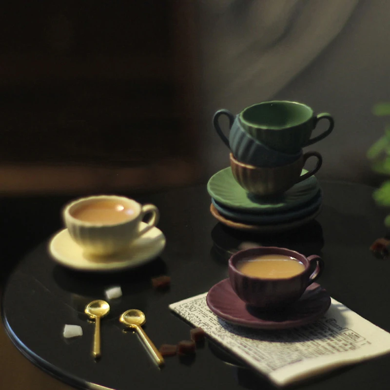 3 шт./компл. 1:12 набор миниатюрных фарфоровых чайных чашек, кухонная посуда с цветами, мебель для кукольного домика, игрушки для детей, чайные чашки, кукольный домик