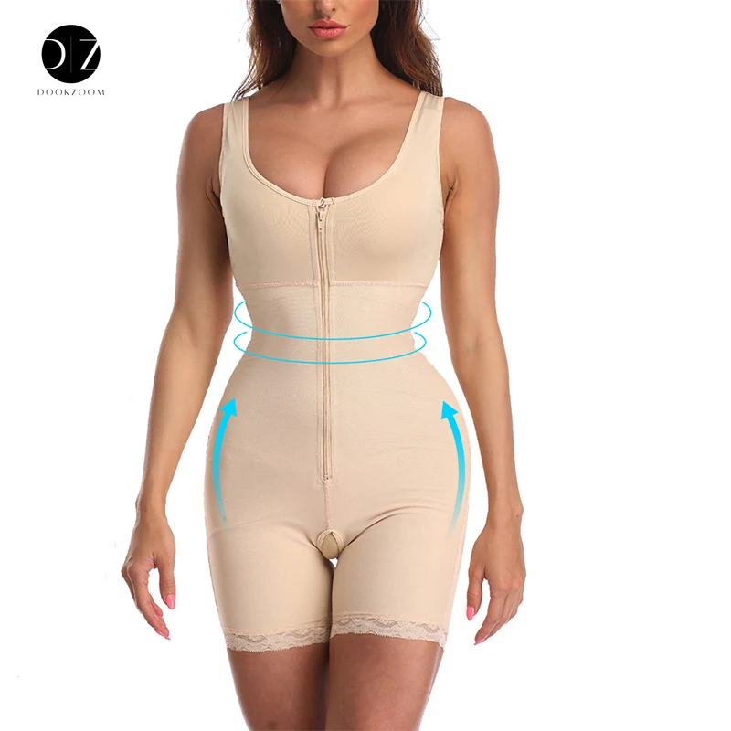 

Plus Size Women Zipper Full Body Shapewear Underbust Slimming Mid thigh Tummy Control Postpartum Bodi Shaper Girdle Powernet 6XL