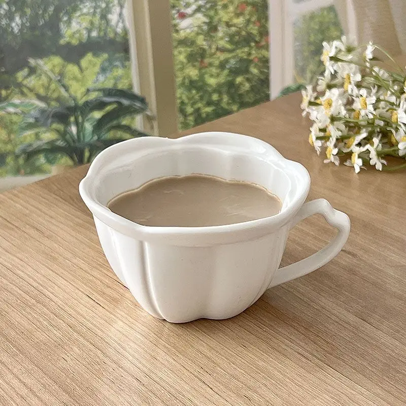 

European Ceramic Cup Afternoon Tea Cup Coffee Milk Cup Korean INS Style Simple Breakfast Dessert Cup