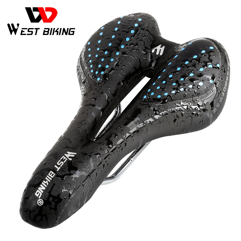 

WEST BIKING Bike Saddle Sponge Cushion PU Leather Surface Silica Filled Gel Comfortable Cycling Seat Shockproof Bicycle Saddle