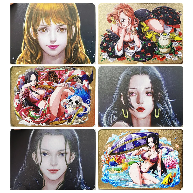

ONE PIECE DIY metal cards Luffy Hancock Anime characters Bronzing collection Game cards Children's toys Christmas Birthday gifts