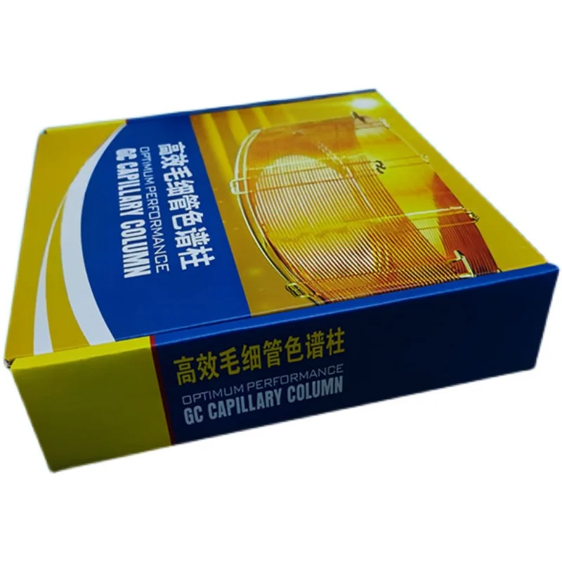 Лабораторная капиллярная колонка из кварцевой трубки для газовой хроматографии с круглой подкладкой и специальной упаковкой в бутике.