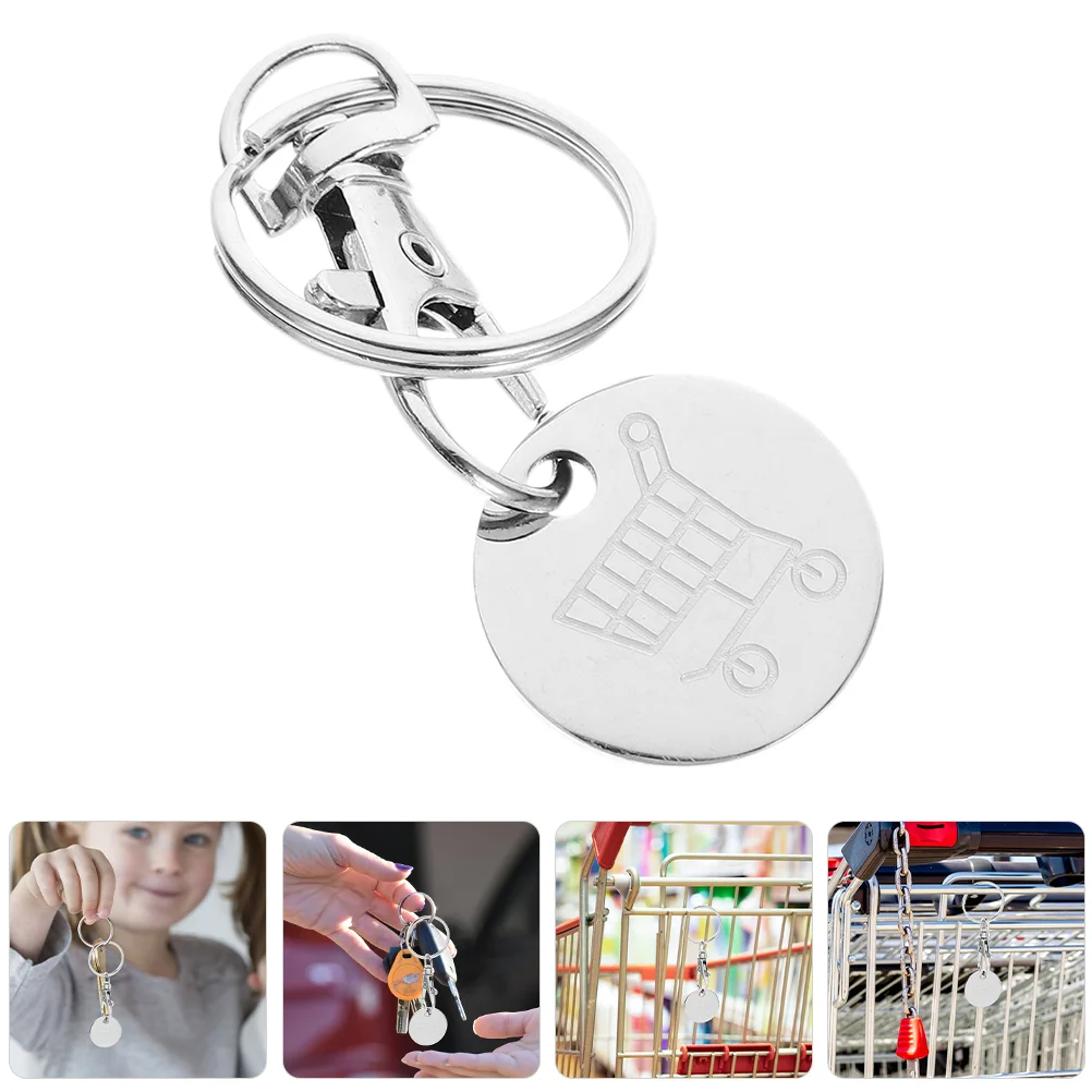 2 шт. жетоны на тележке для покупок с кольцами ключей корзина из нержавеющей стали