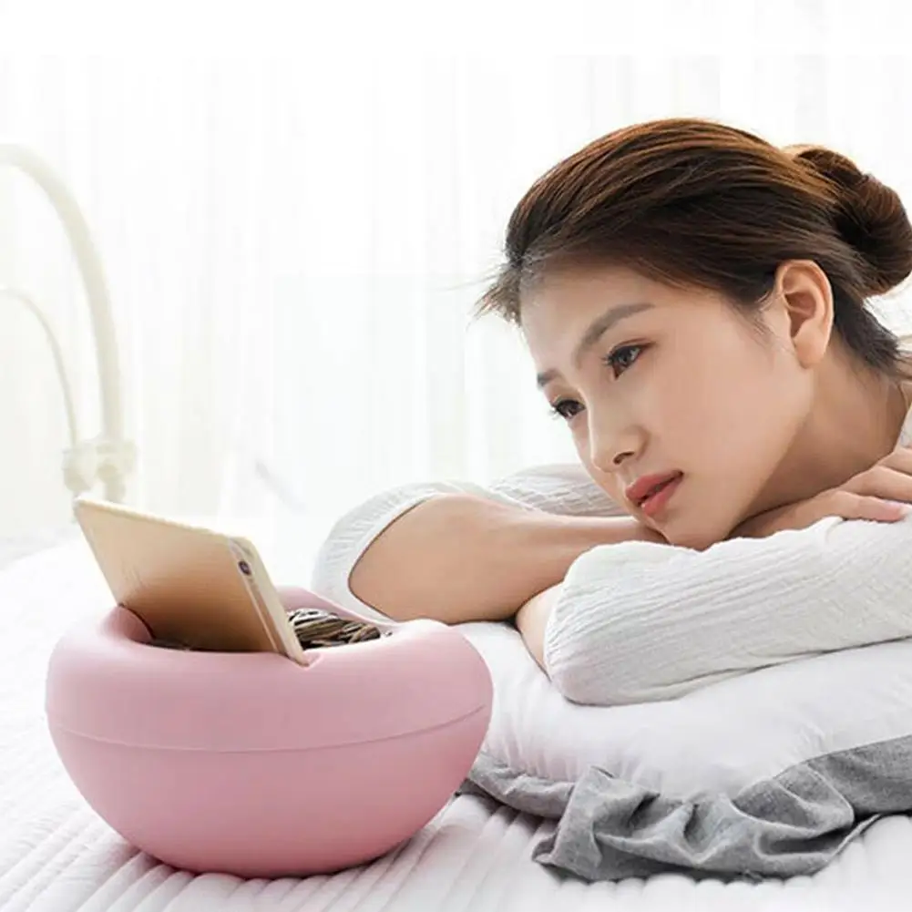 

Lazy Snack Bowl Plastic Double-layer Snack Box Phone Bracket Mobile Bowl Bowl Artifact Storage And Storage F T6h2