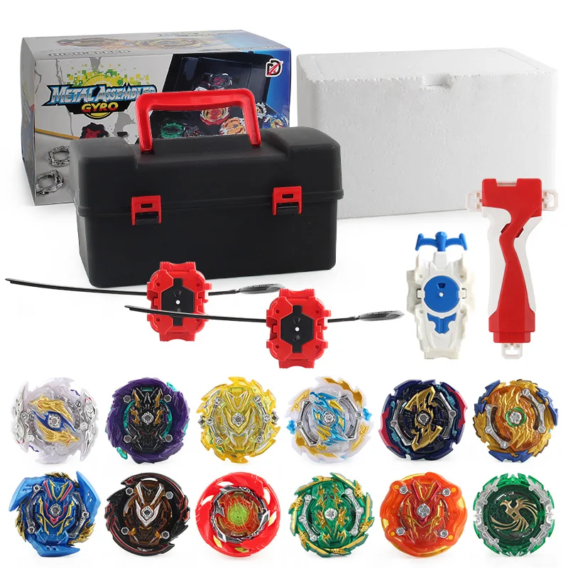 

Toupie Beyblades Burst Metal Fusion Set Grip Launcher with 12Pcs Gyro and Ruler Antenna in Storage Toys for Children