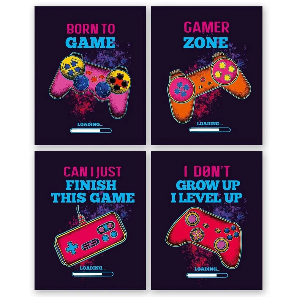 

Modern Funny Video Game Print Inspirational Words Quote Posters Canvas Print Gaming Wall Art For Boy Bedroom Playroom Home Decor