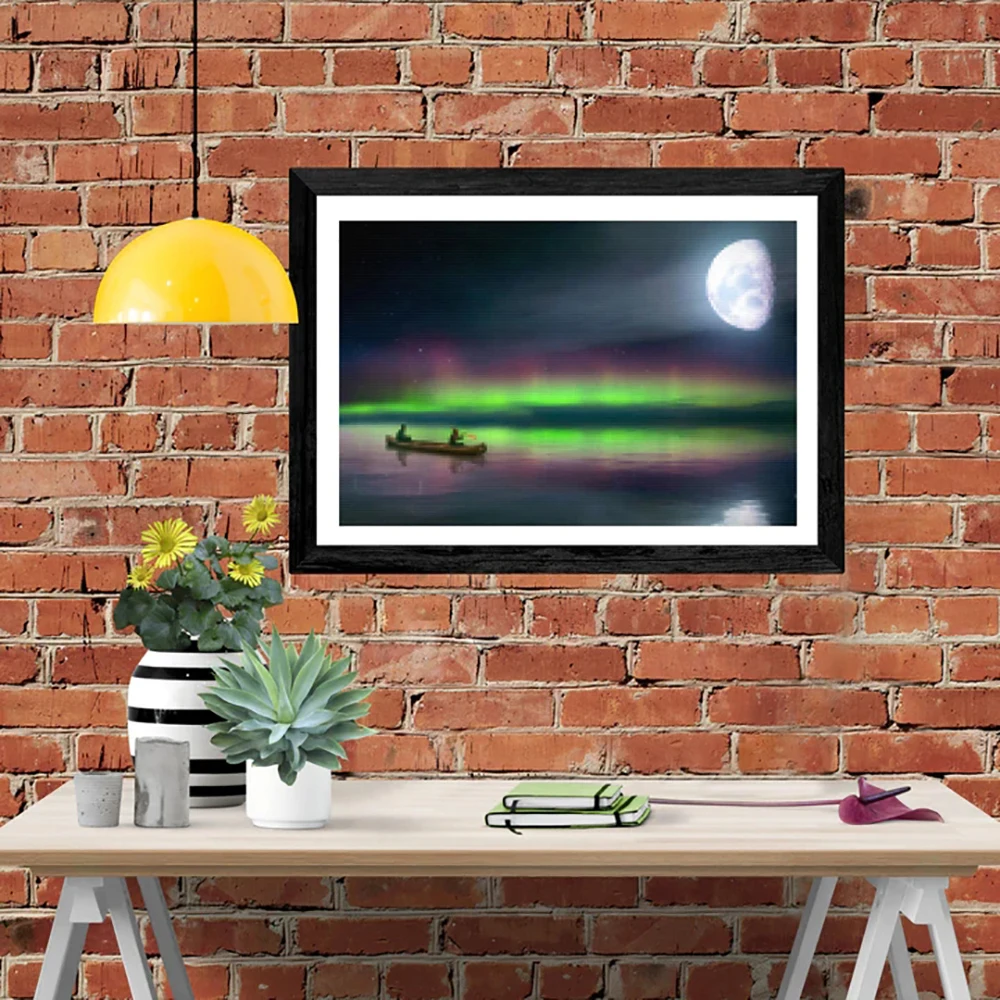 

DIY-5D Diamond Painting The Moon Boat Splice Set Full Diamond Embroidery Mosaic Picture Closed