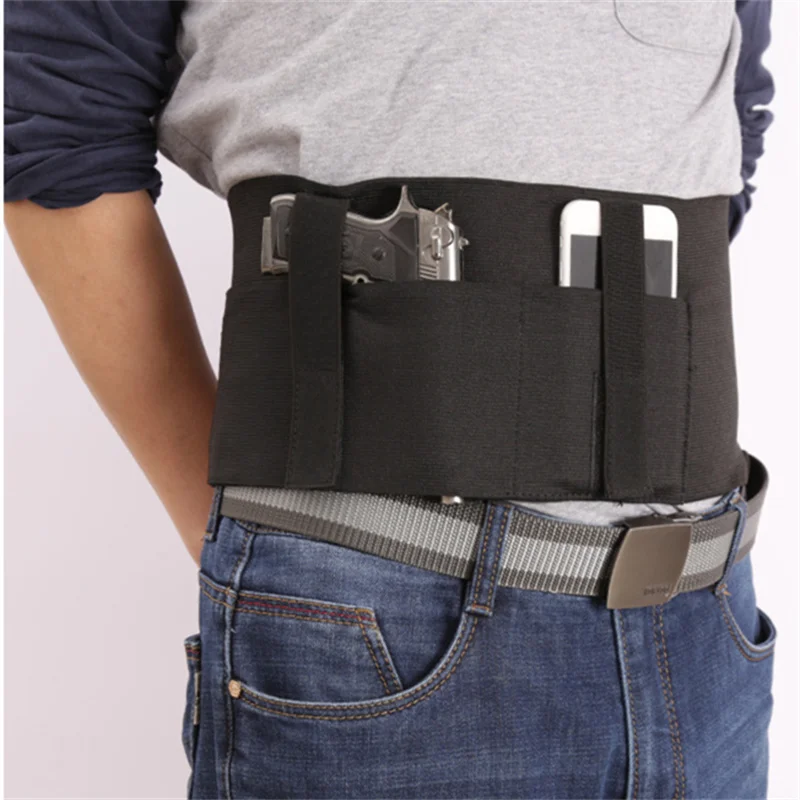 

Tactical Pistol Holster Right Left Hand Gun Glock Pouch Military Universal Belly Band Belt Police Elastic Hunting Waistband Belt