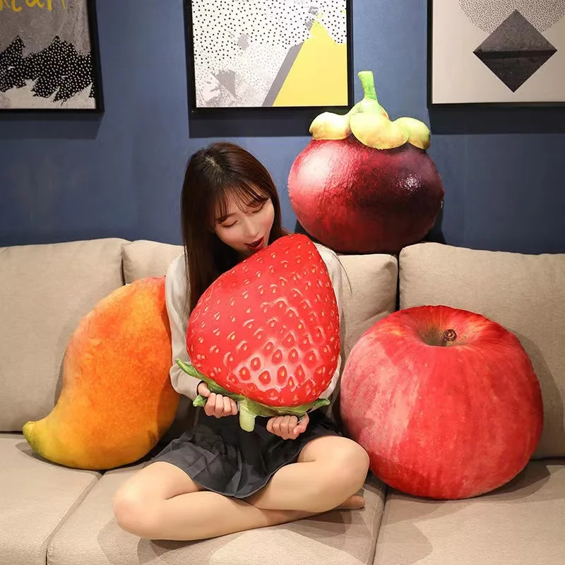 

40-55cm Simulation Fruits Plush Toy Kawaii Mango Strawberry Pineapple Durian Kiwi Cantaloupe Stuffed Throw Pillow Home Decor