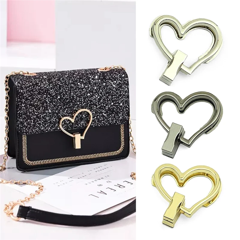 Fashion Heart Shape Bag Lock Clasp Metal Turn Lock Buckles For DIY Handbag Shoulder Bag Purse Handbag Hardware Bag Accessories
