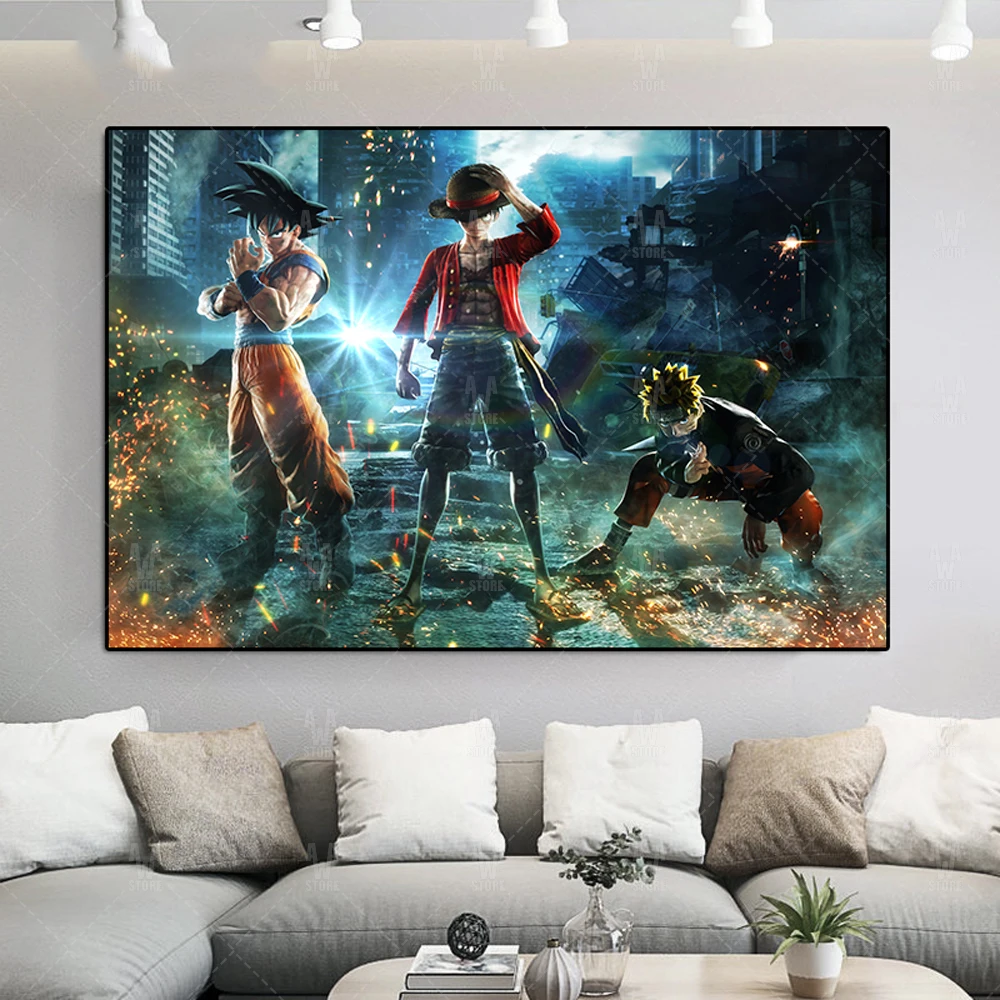 Аниме Гоку обезьянка D. Luffy And постер Наруто Печать Цельный Драконий жемчуг холст