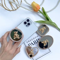 cute electroplating bear cellphone bracket mobile phone ring holder fold stand bracket mount for iphone xr samsung huawei xiaomi