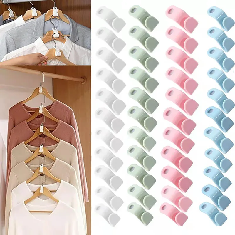 

Clothes rack connection hook multifunctional connection clip heavy things save space closet organizer 20 pieces random color