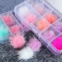 10pcs diy hairballs accessories cute soft pompom keychain magnetic detachable furballs nail charms hairpin pendant jewelry decor