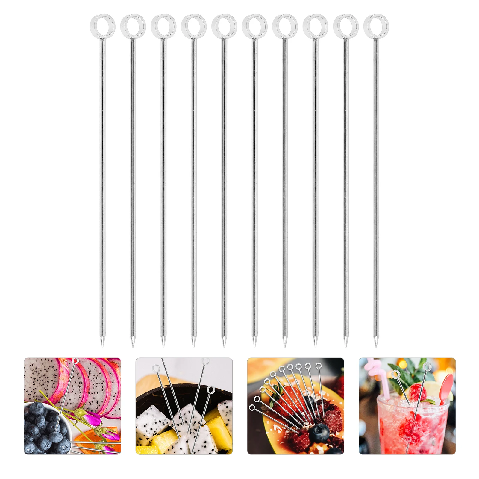 

10Pcs Stainless Steel Fruit Picks Cocktail Decorative Fruit Picks Creative Picks Decorations
