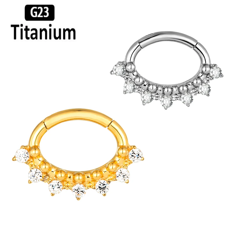 

1PC G23 Titanium Hoops Nose Rings Earrings Septum Piercing Plating Zircon Tragus Clicker Lip Ear Studs Helix Body Jewelry 16G