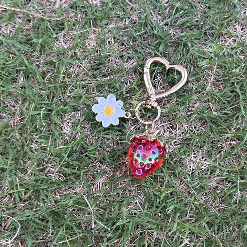Милый брелок в виде клубники милые брелки сердца и цветка подвески для девочек