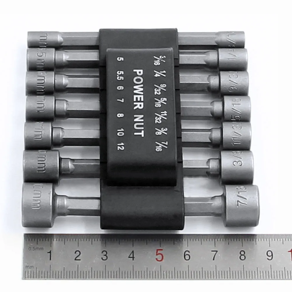

14 Pcs SEA Metric Power Nut Driver Hex Shank Set Kits With Belt Clip Fine Home