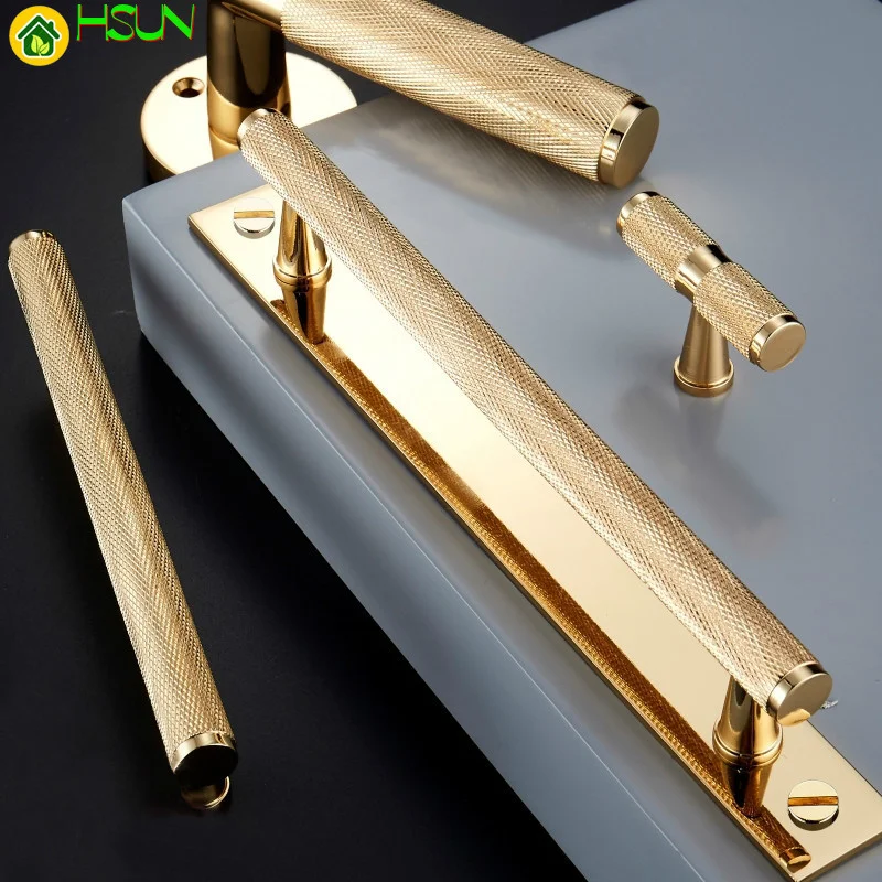 Золотые накатанные/текстурированные современные ручки для кухонных шкафов и