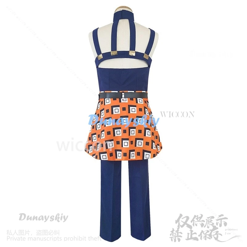 Аниме Jooj Adventuree Косплей Костюм Ghirga Narancia Топ Брюки Фартук Полный комплект Костюмы