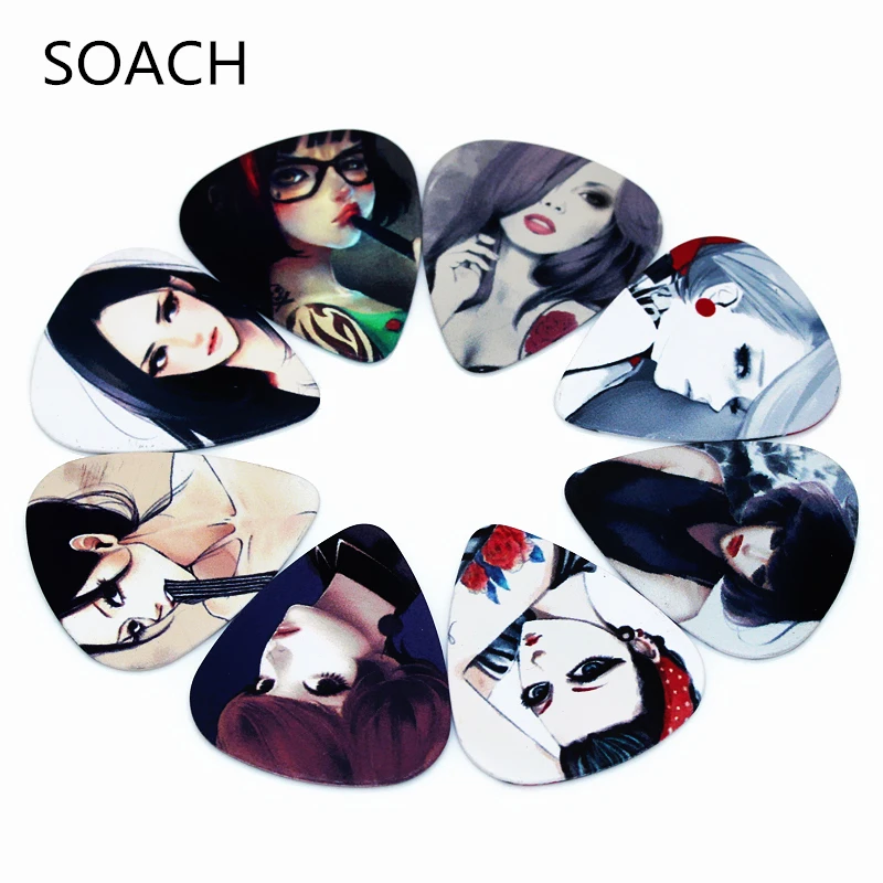 Фото Soach, 10 шт., новейшие медиаторы для гитары 0,46/0,71/1,0 мм, толщина, аксессуары для гитары, медиатор для гитары укулеле, весла №4