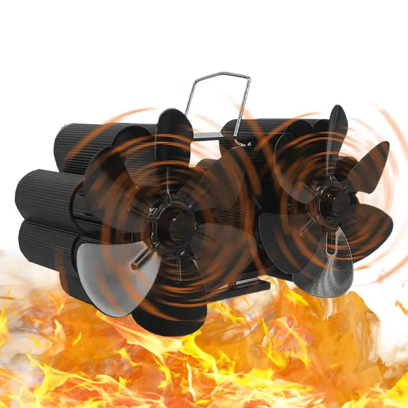

Heat Powered Stove Fan 12 Blade Wood Stove Fan For Pellet Stove Double Motors Flue Pipe Hanging Fireplace Fan Save Energy For