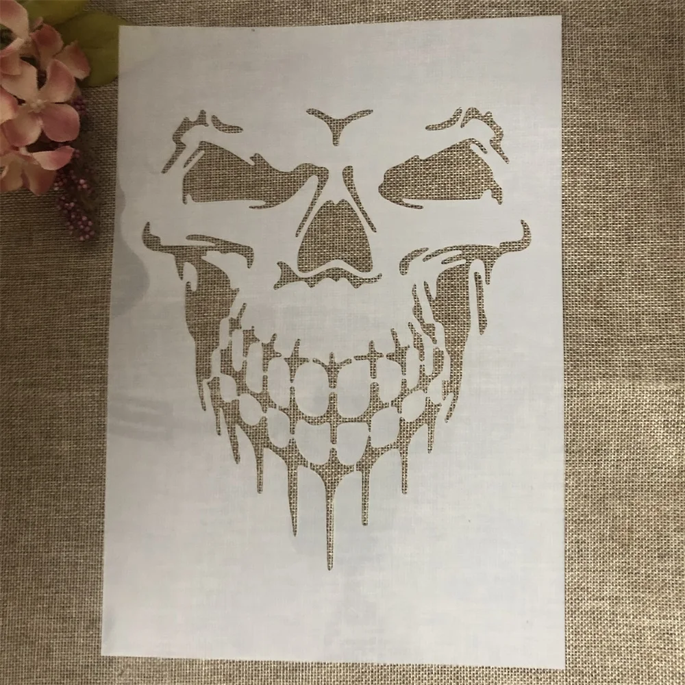 

Трафареты A4 29 см с изображением злого черепа, призрака, «сделай сам», для ношения слоями, настенная живопись, раскраска для скрапбукинга, дек...