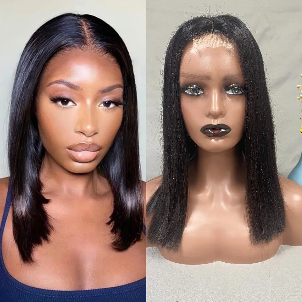 16-дюймовые парики из натуральных волос 2x6 HD прозрачные кружевные передние