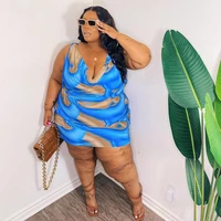 womens clothing plus size summer casual print loose sexy plus size dress