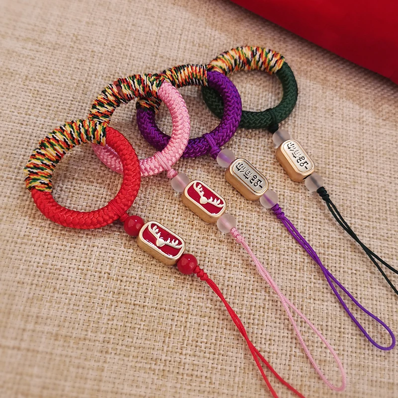 

Phone Lanyard Mobile Phone Ornament Retro Chinese Style Smartphone Lanyard Lanyard Deer Head Braided Ring Lanyard Keychain