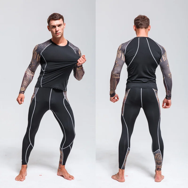 Autumn Winter Men Thermal underwear Compression Tights Base layer Long johns MMA Fitness Workout Jogging rashgarda clothing 4XL