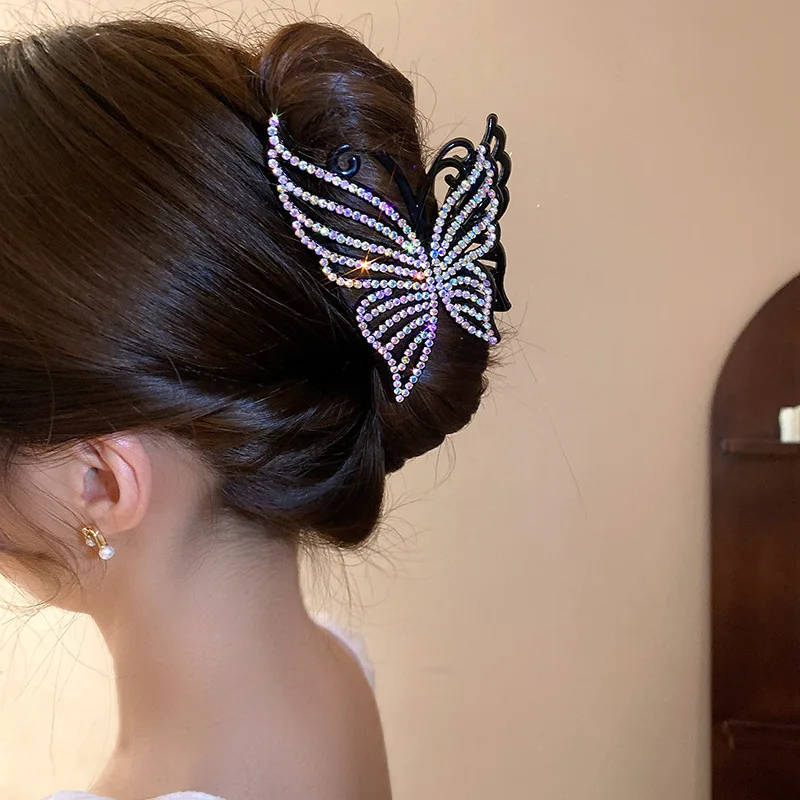 

Diamond Inlaid Colorful Hollow Butterfly Hairpin Forest Series New Small Fresh Retro Grip Fashion Design Sense Korean Hair Acces