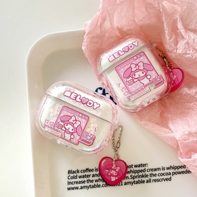 

Cute Cartoon Pink Cat liquid quicksand Case for AirPods 1 2 Pro 3 Case with pendant Wireless Earphone Case Accessories Cover Box