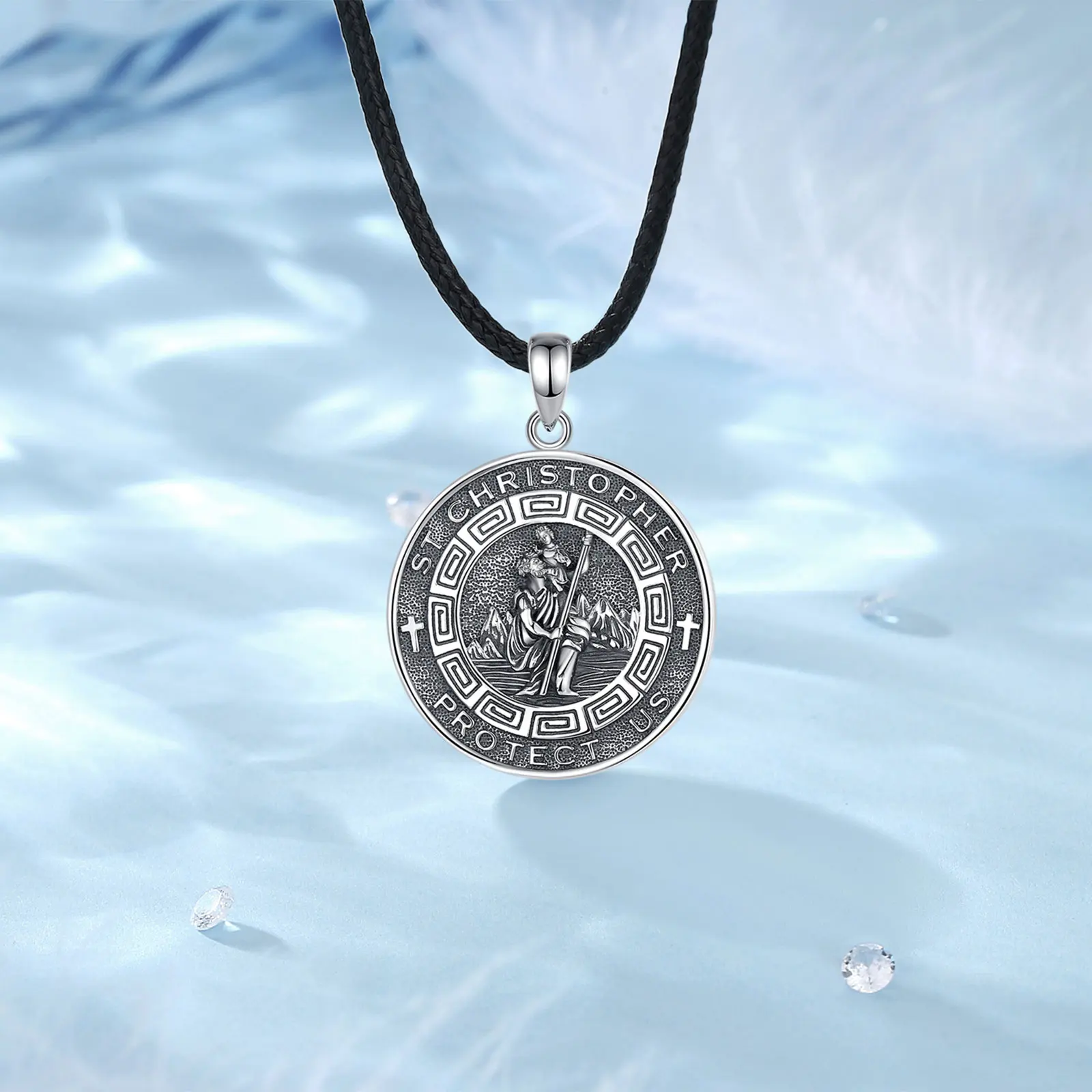 Эудора 925 стерлингового серебра st christopher Ожерелье для мужчин женщин винтажный saint