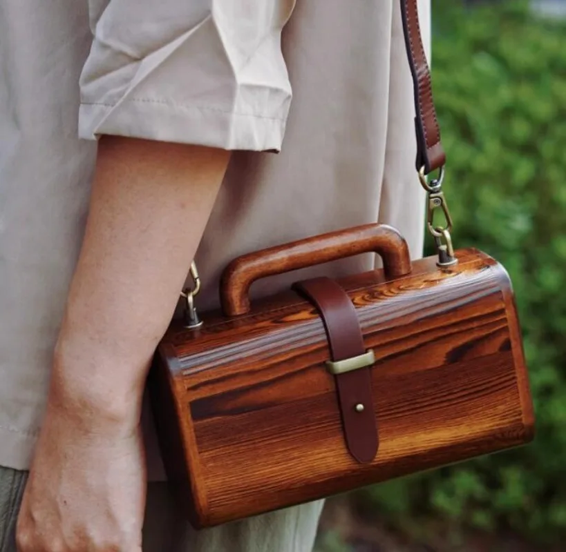 

Женская деревянная Сумочка в стиле ретро, новинка 2023, винтажные сумки-тоуты с деревянной ручкой, клатч ручной работы, сумка через плечо Bolso Femenino бурливуд