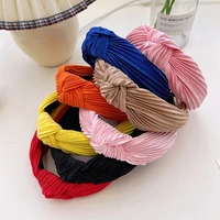 vintage fabric knotted headbands for women cross hairband adult candy colors folds hair hoop fashion accessories