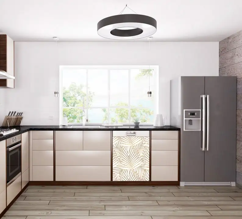 

Dishwasher Wrap Kitchen Decor Dishwasher Skin Cover Golden Leaves Floral Design Dishwasher Decorative Wraps Front Decal Protecti