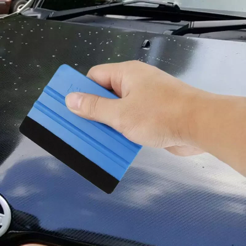 Styling Vinyl Carbon Fiber Window Ice Remover Cleaning Wash Car Scraper With Felt Squeegee Tool Film Wrapping Accessories