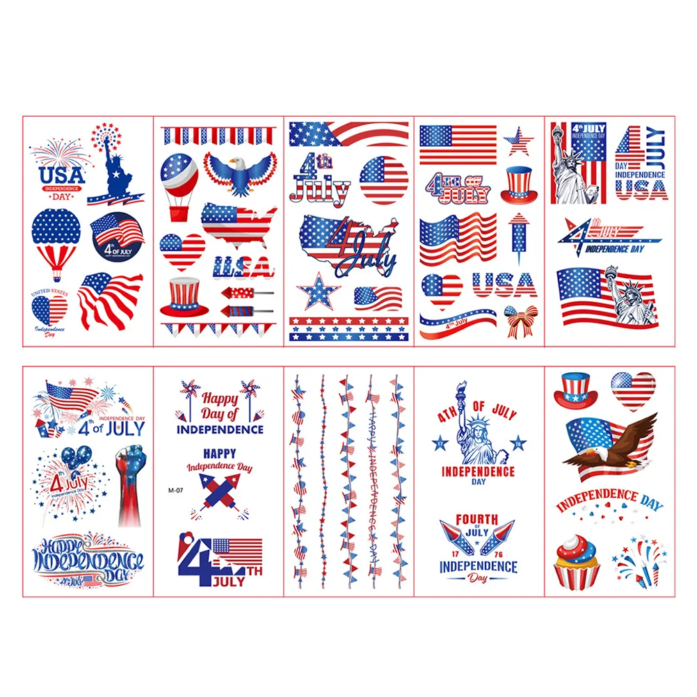 

Tattoos 4Th July Dayflag American Independence Sticker Temporary Patriotic Stickers Body Decalusa Faceparty Memorial National