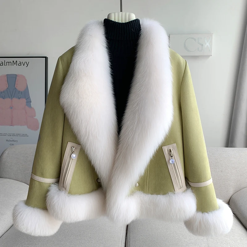 Женская зимняя куртка из искусственной замши с подкладкой утиного пуха и