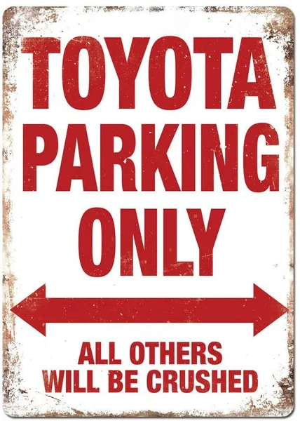 

Fashion Metal Poster Toyota Parking White Metal Wall Sign Plaque Garage Classic Car Metal Painting Metal Poster