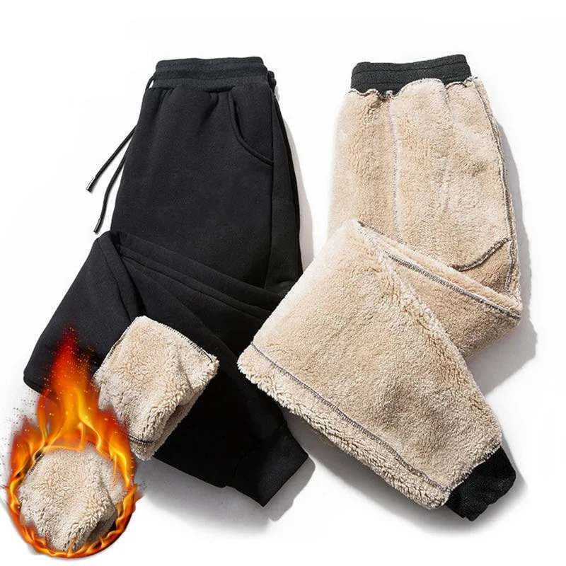 Pantalon de jogging thermique en peluche pour homme  survêtement chaud  épais  ample  imprimé  mode