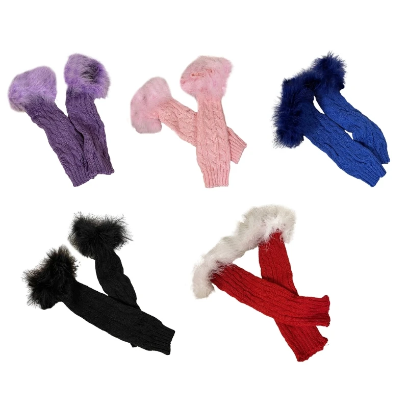 

Вязаные длинные перчатки Женская ручная одежда 2000-х годов Крутые девушки Повседневные декоративные рукава