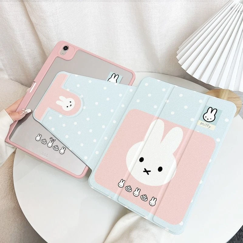Фото Защитный чехол Anime Miffy, подходящий для iPad11/MINI7/Pro/Air6/5/9/10, 720 °   Вращающиеся мультяшные фигурки: хит продаж, оптовая продажа, выгодные товары №1