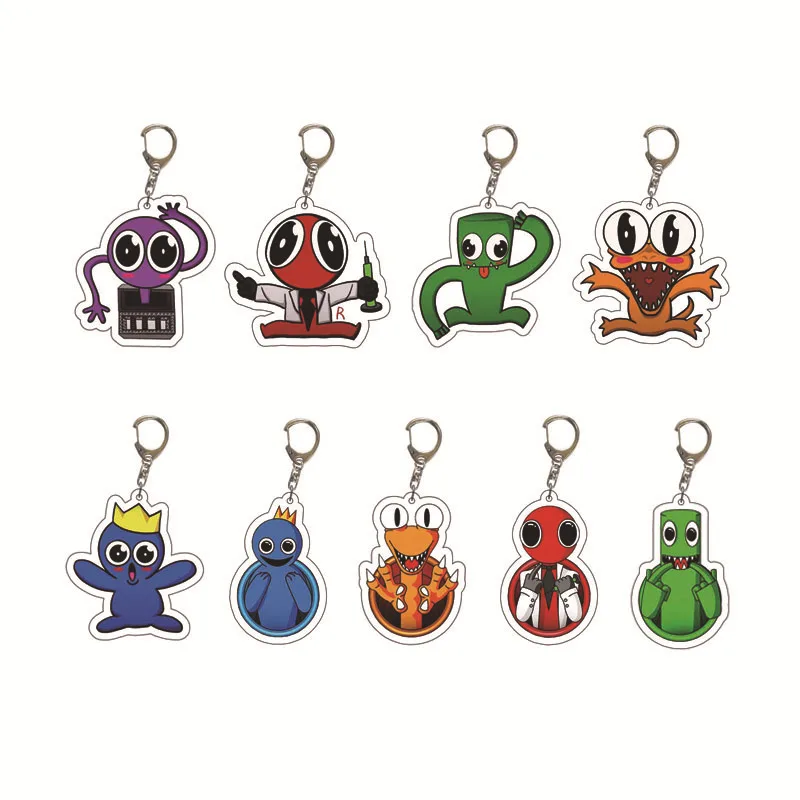 

Game Rainbow Friends Keychain Cute Cartoon Figure Acrylic Pendant Keyring Jewelry Collections