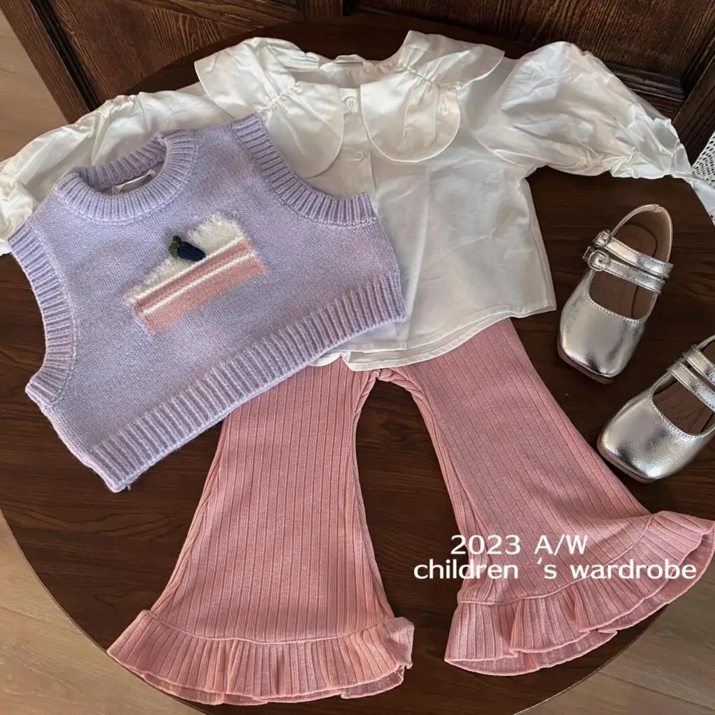 

3 шт., Детские хлопковые брюки-клеш с воротником «Питер Пэн»