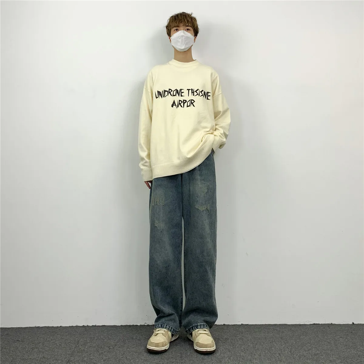 JEAN MAN Hip Hop Loose Straight Retro Ripped Loose Women Jeans High Street Jeans Men Loose Jeans Street Pants Y2k Pants Casual