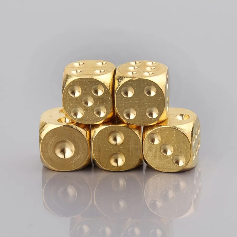 

E9LE 6 Pcs Metal Game Dice DIY Board Games Dice Brass Solid Four Sided Dices Cubes Math Counting Teaching Props Easy to Use